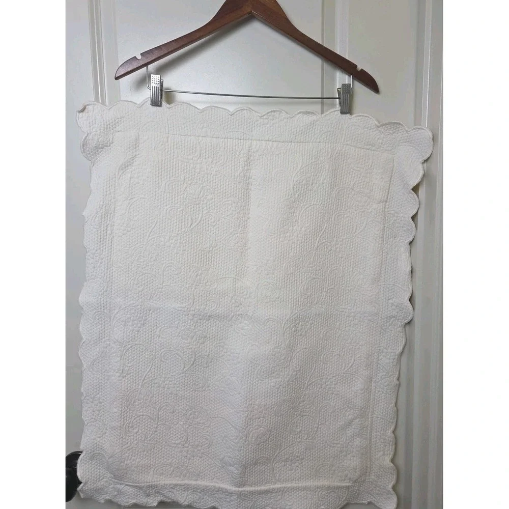 2 Vtg Sferra Bros Matelasse‎ Pillow Shams Ivory Portugal Floral Scroll Luxury